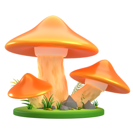 Mushroom Orange Cone  3D Icon