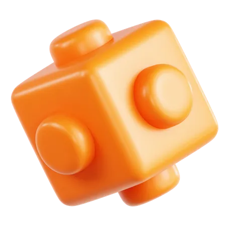 Orange Cube Abstract Shape  3D Icon