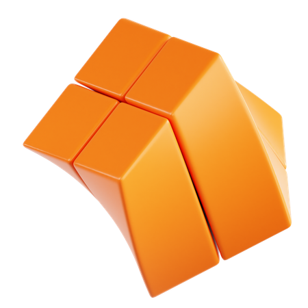 Orange Cube Abstract Shape  3D Icon