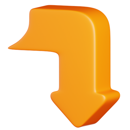 Orange Curved Down Arrow  3D Icon