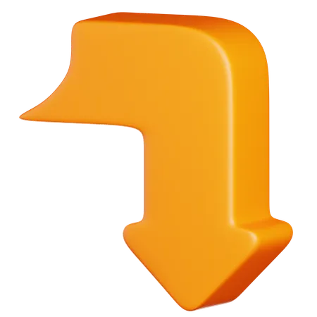 Orange Curved Down Arrow  3D Icon