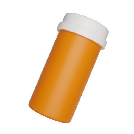 Orange Empty Pill Bottle  3D Icon