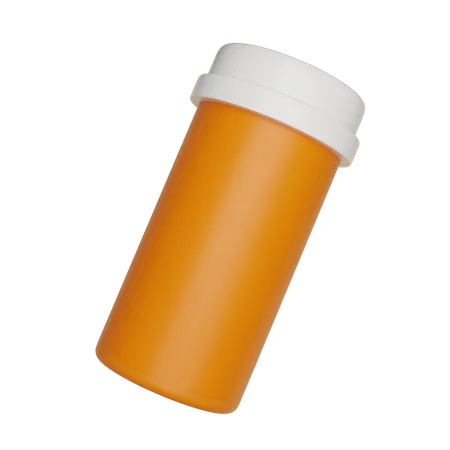 Orange Empty Pill Bottle  3D Icon