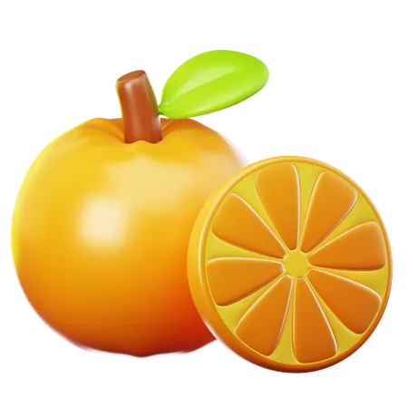 3 D Icon Fresh Orange Fruit On Transparent Background 3D Icon