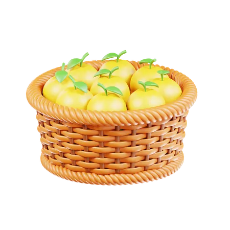 Orange Fruit Bucket  3D Icon