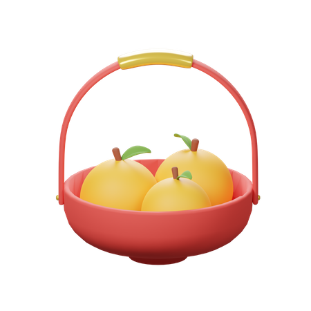 Orange Fruits Bucket  3D Icon