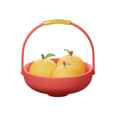 Orange Fruits Bucket 3D Icon