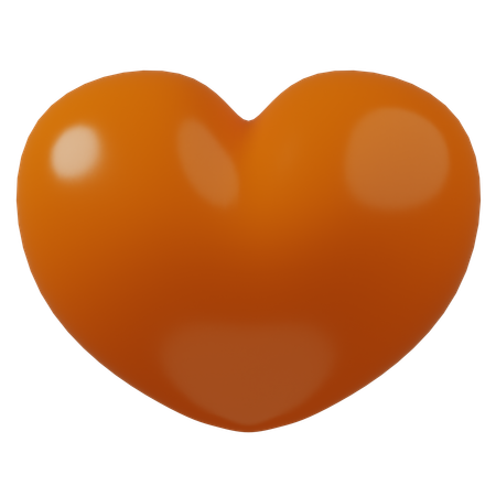 Orange Heart  3D Icon