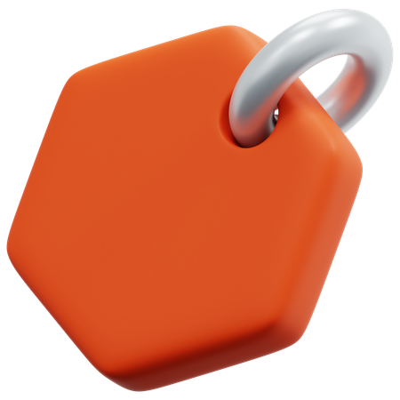 Orange Hexagon Tag  3D Icon