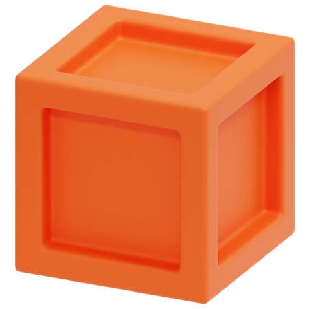Orange Hollow Cube  3D Icon