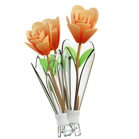 Orange Iris Flowers  3D Icon