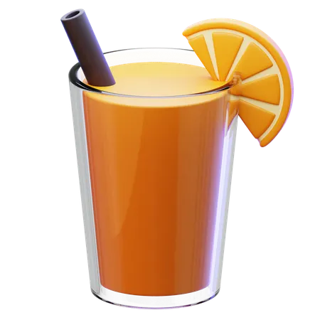 Orange Juice With Slice  3D Icon