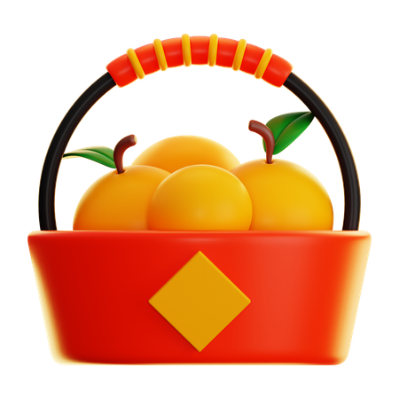 Orangener Korb  3D Icon