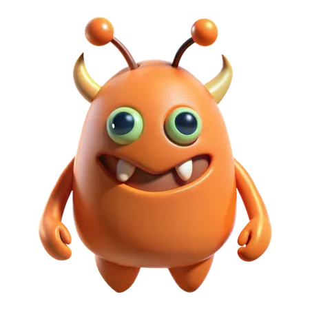 Orange Monster with Antennae  3D Icon