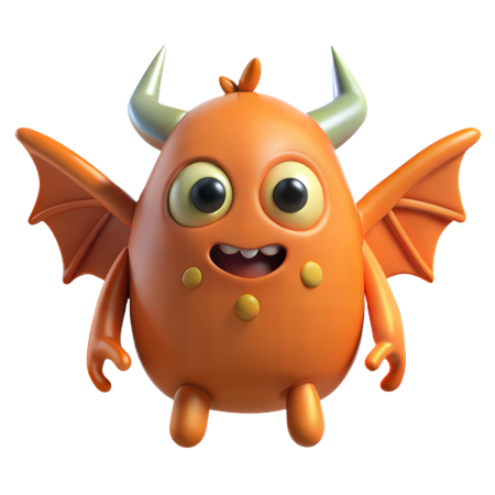 Orange Monster with Wings  3D Icon