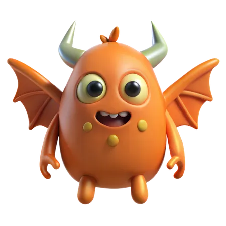 Orange Monster with Wings  3D Icon