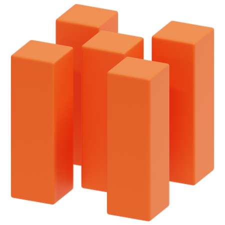 Orange Pillars Set  3D Icon