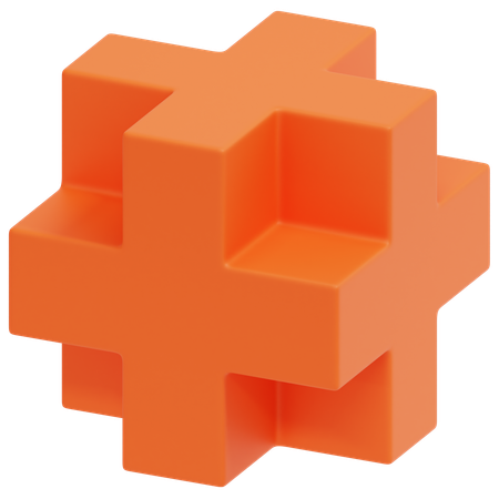 Orange Plus Shape  3D Icon
