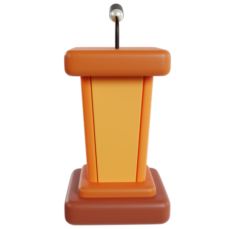 Orange Podium Political Speech  3D Icon
