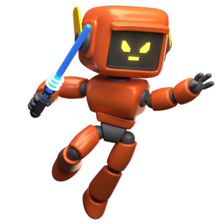 Orange Robot Fighting  3D Illustration