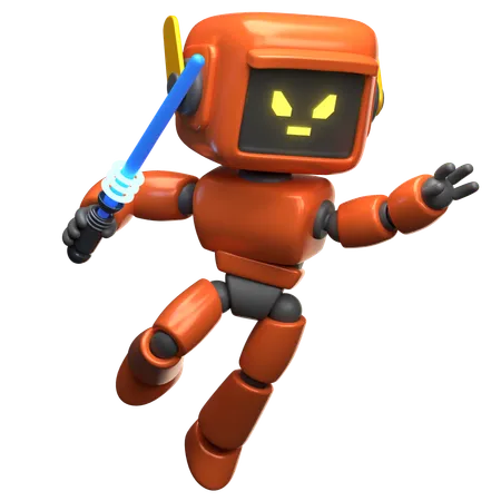 Orange Robot Fighting  3D Illustration