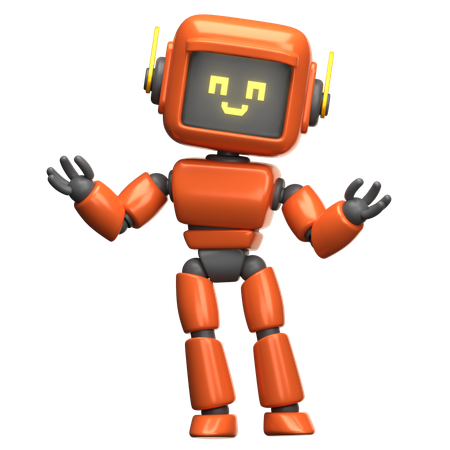 Orange Robot Friendly  3D Illustration