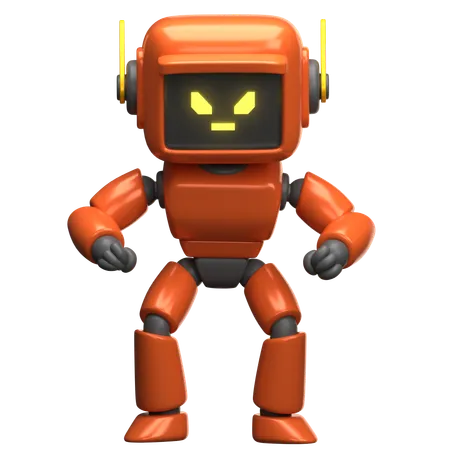 Orange Robot Is Angry  3D Illustration