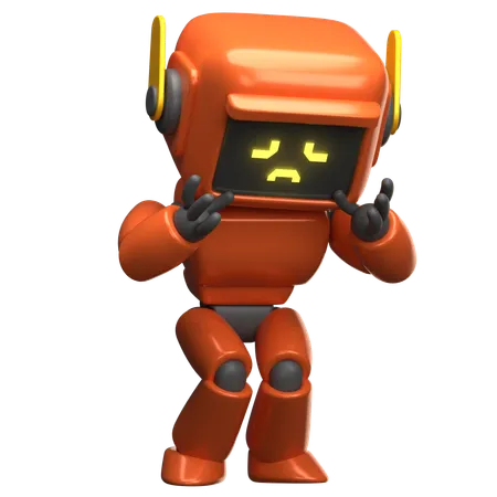 Orange Robot Is Shy  3D Illustration