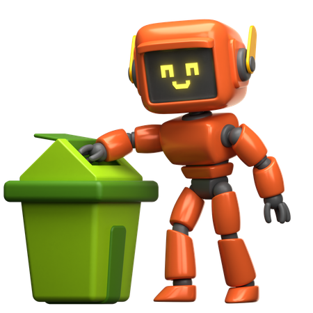 Recyclage des robots orange  3D Illustration