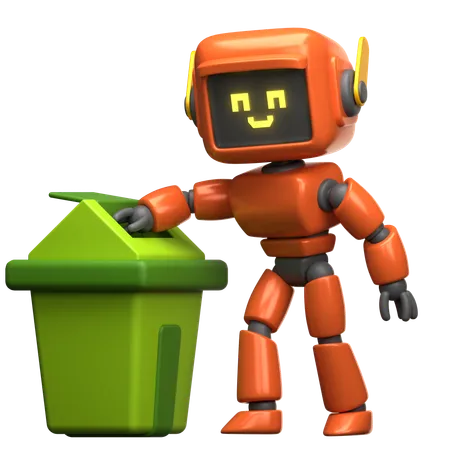 Recyclage des robots orange  3D Illustration