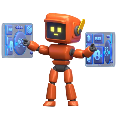 Orange Robot With Interactive Displays  3D Illustration