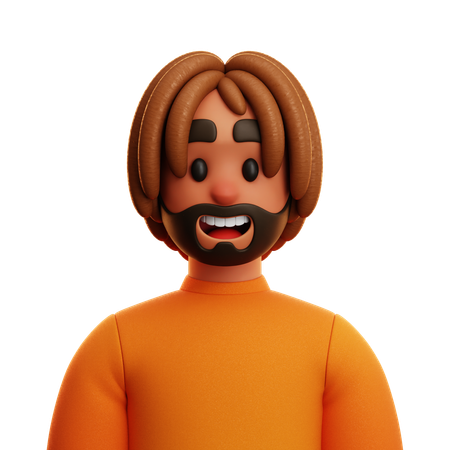 Oranges Hemd Mann  3D Icon