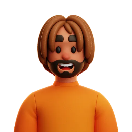 Oranges Hemd Mann  3D Icon