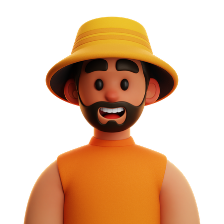 Oranges Hemd Mann  3D Icon