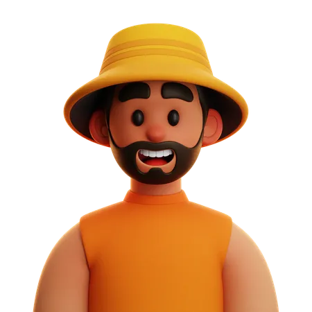 Oranges Hemd Mann  3D Icon