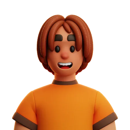 Oranges Hemd Mann  3D Icon