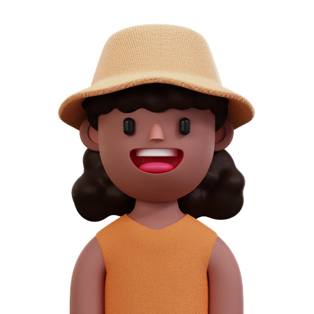 Orange Shirt Woman  3D Icon