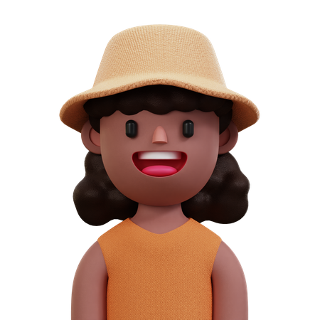 Orange Shirt Woman 3D Icon