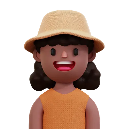 Orange Shirt Woman  3D Icon