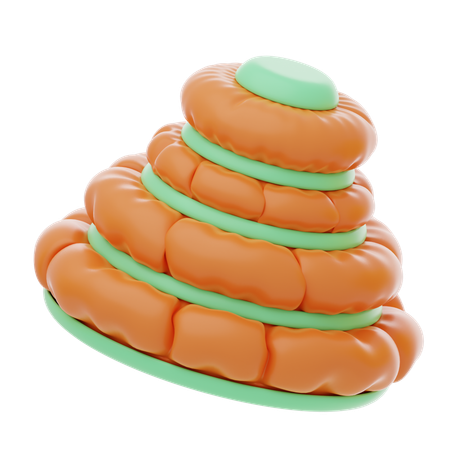 Orange Soft Body Four Balloon Ring Shape  3D Icon