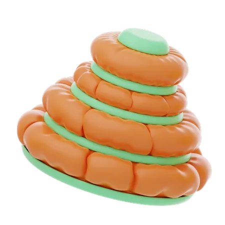 Orange Soft Body Four Balloon Ring Shape  3D Icon