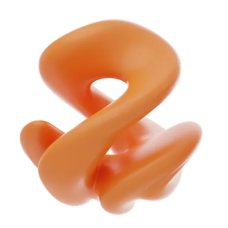 Orange Soft Body Twisted Bending Ring Shape  3D Icon