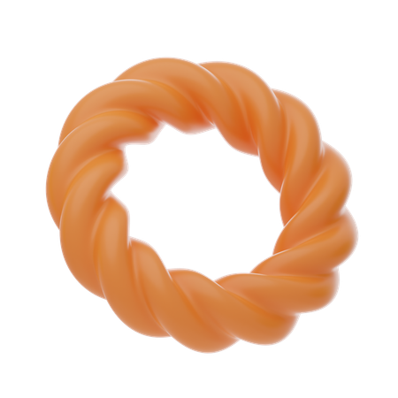 Orange Soft Body Twisted Wavy Ring Shape  3D Icon