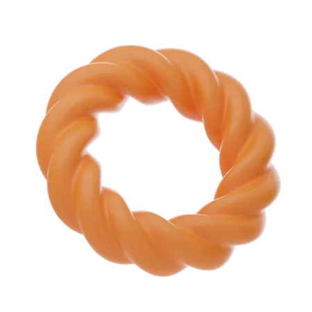 Orange Soft Body Twisted Wavy Ring Shape  3D Icon