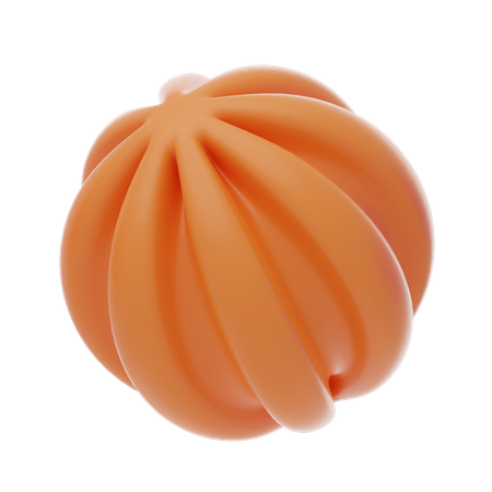 Orange Soft Body Wavy Ball Shape  3D Icon