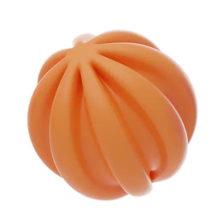 Orange Soft Body Wavy Ball Shape  3D Icon