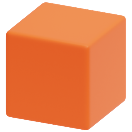 Orange Solid Cube  3D Icon