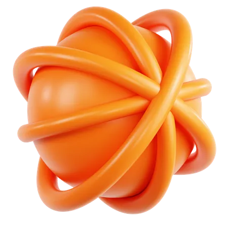 Orange Sphere Abstract Shape  3D Icon