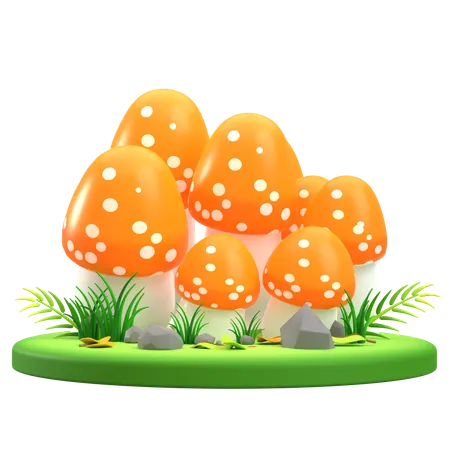 Orange Spotted Mushroom  3D Icon