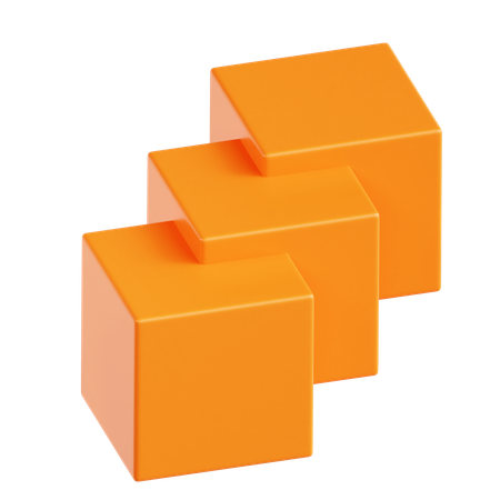 Orange Stair Abstract Shape  3D Icon